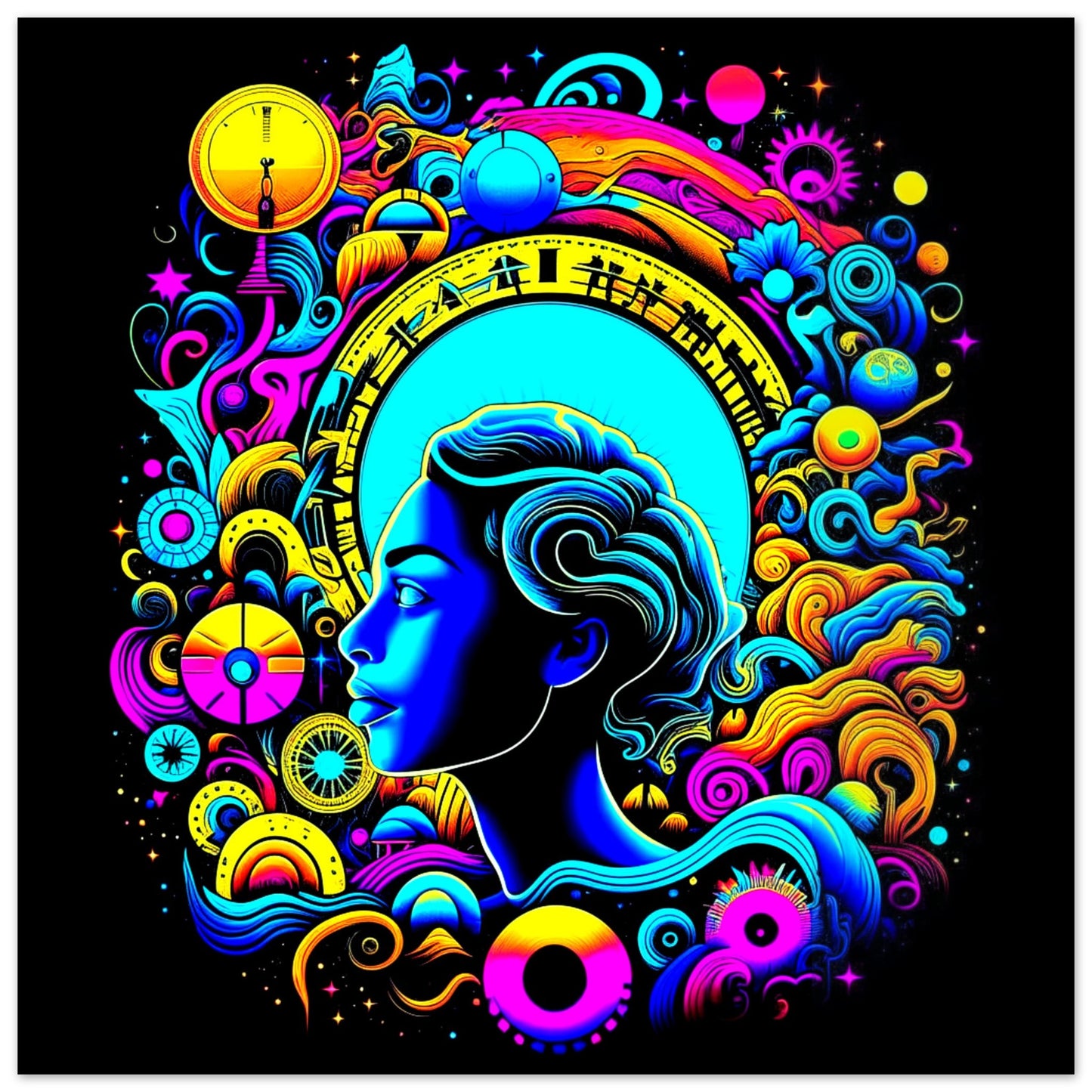 Psychedelic Theme, Printed Wall Art, Type E, Foam Backing, Perfect Gift.