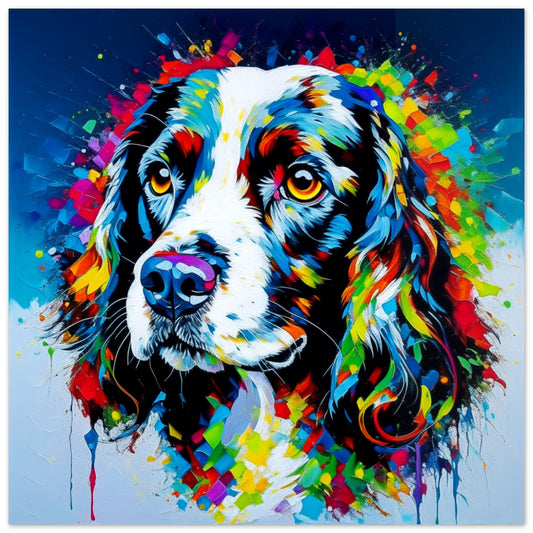 Pet Theme, Printed Wall Art, Colourful Spaniel, Foam Backing, Perfect Gift.