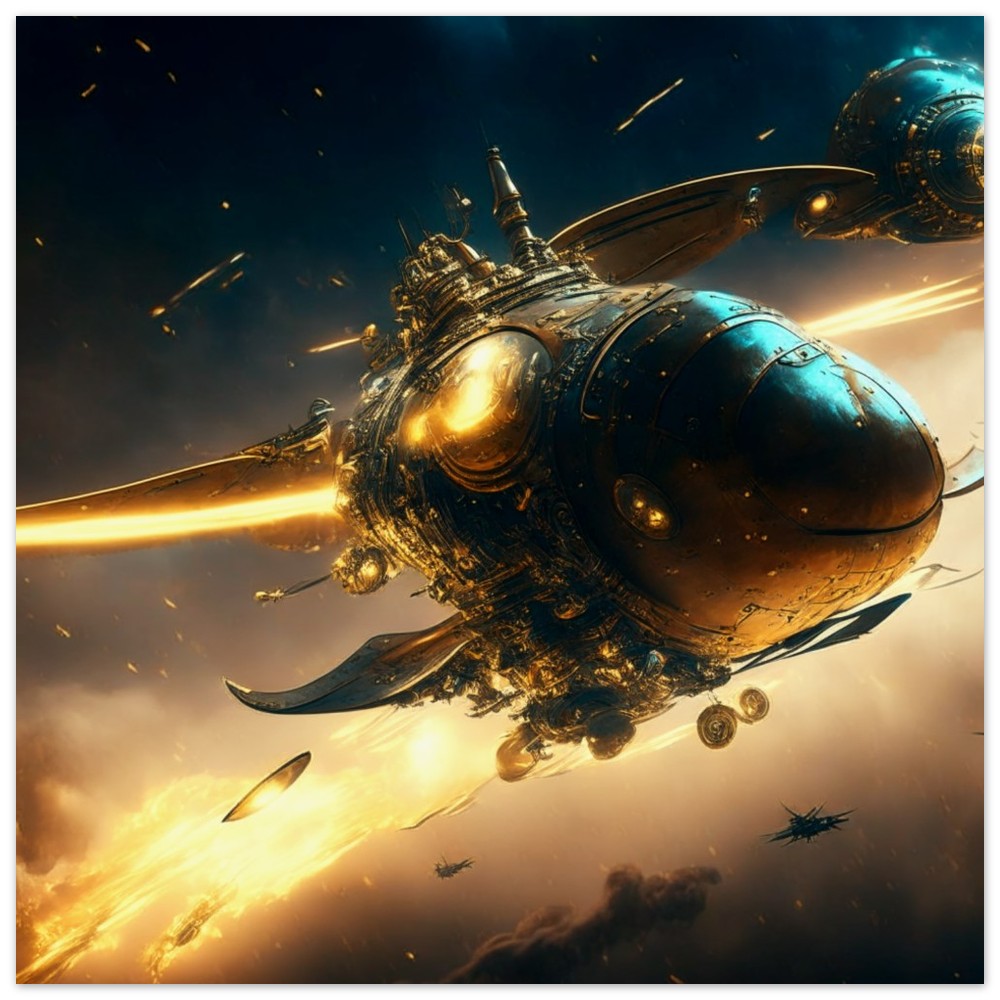 Steampunk Poster - Premium Semi-Glossy Paper Poster, Vimana UAV, Perfect Gift