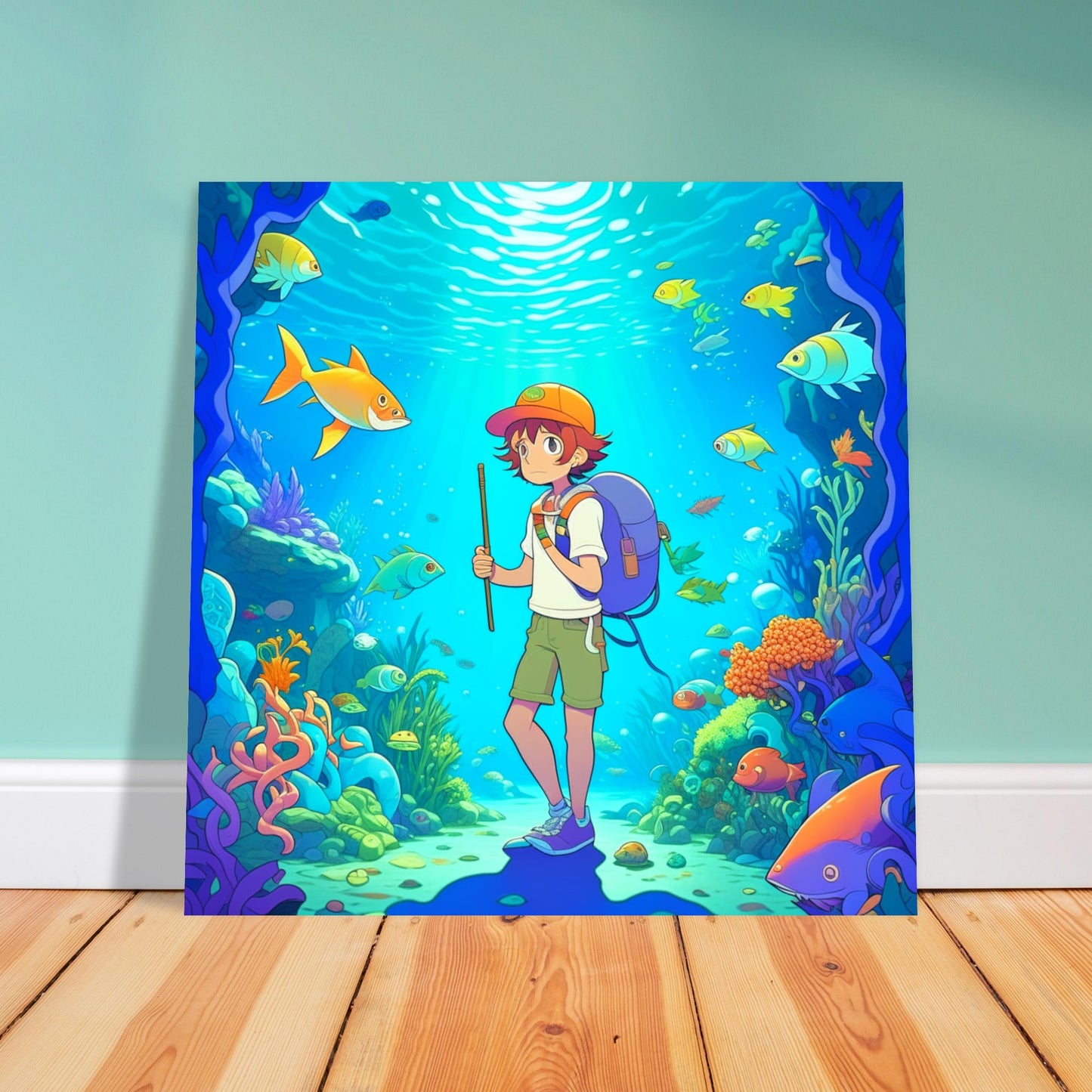 Anime Theme, Printed Wall Art, Underwater Explorer, Foam Backing, Perfect Gift