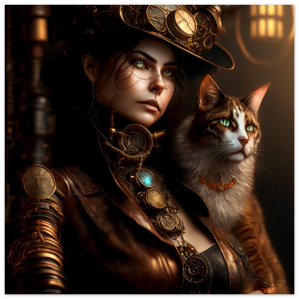 Foam Print - Steampunk Theme, Female & Cat