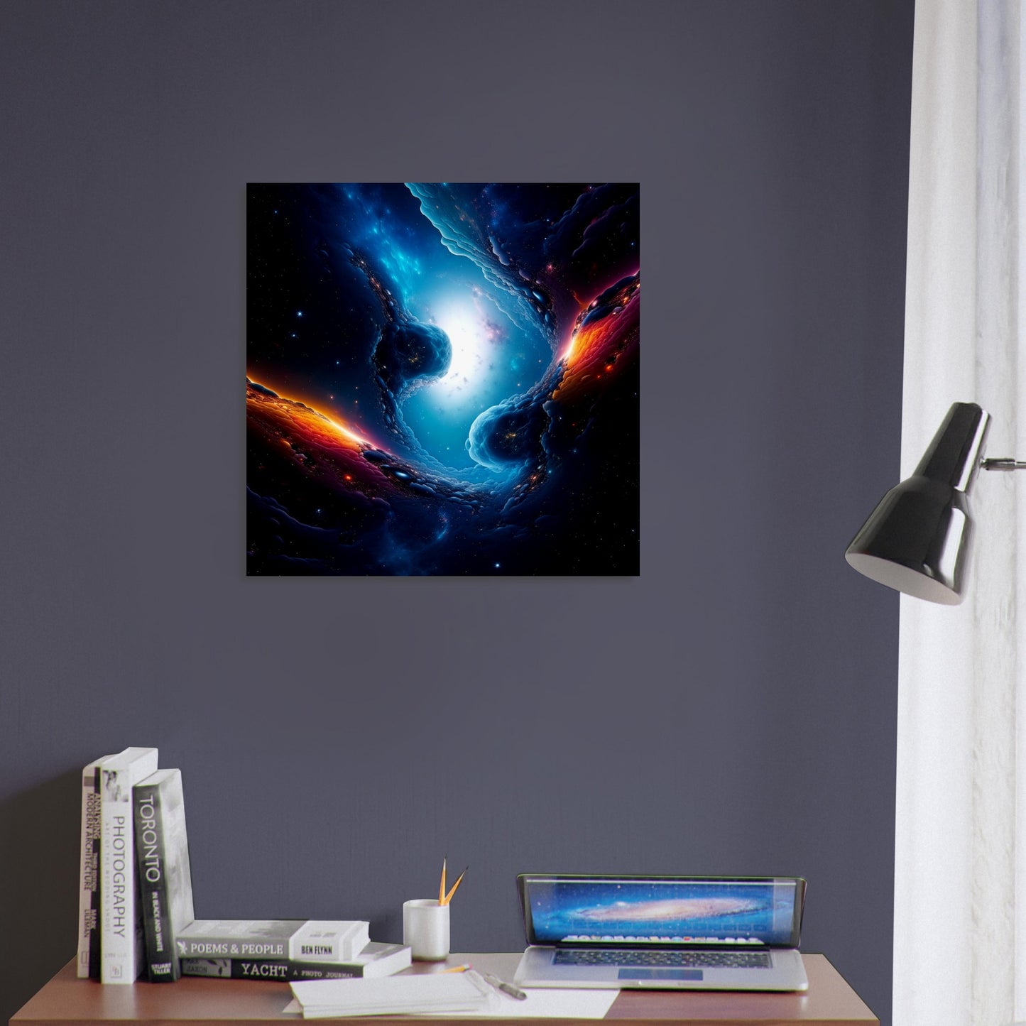 Space Theme - Printed Wall Art - Colliding Galaxies - Foam Backing - Perfect Gift