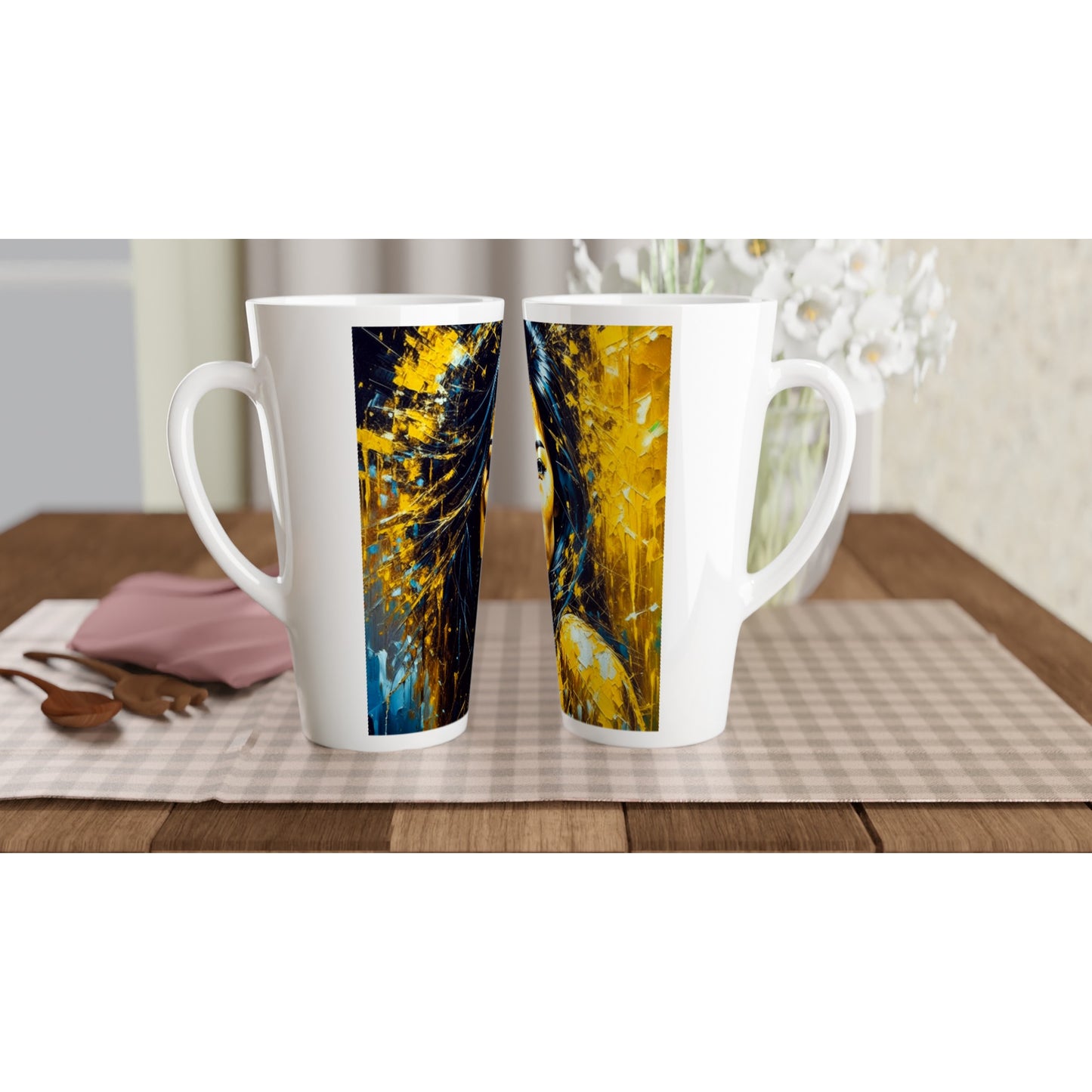 Designer White Latte 17oz Ceramic Mug