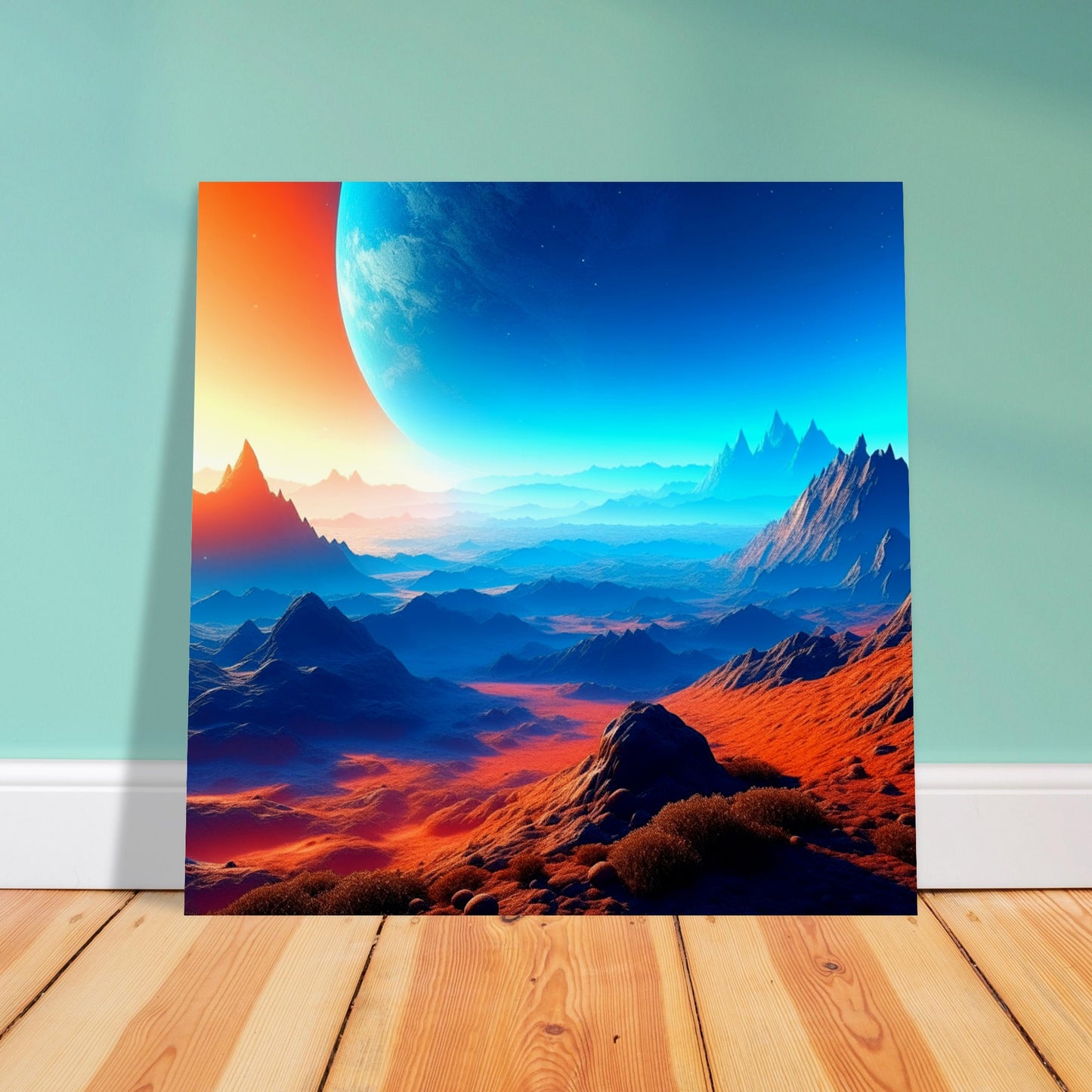 Space Theme - Printed Wall Art - Exoplanet Landscape - Foam Backing - Perfect Gift