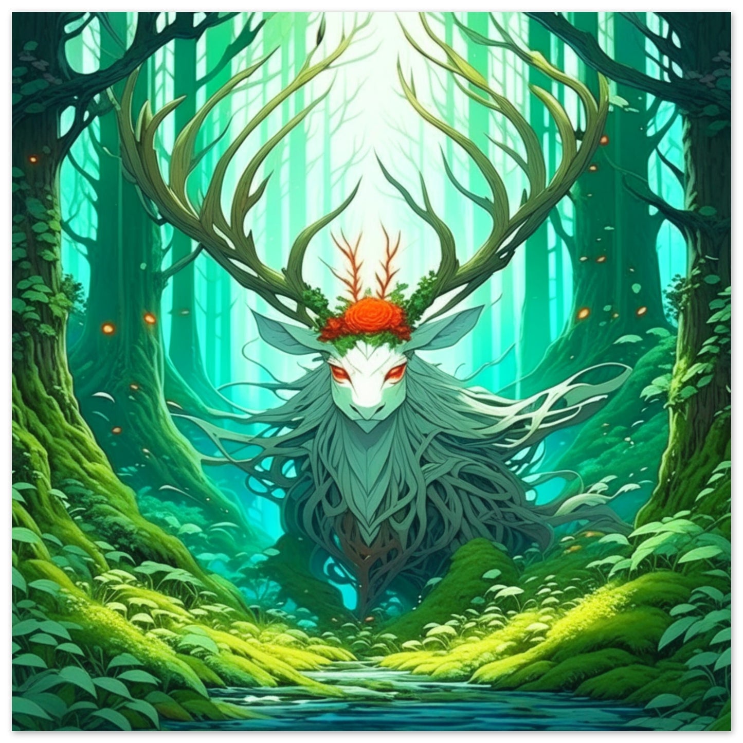 Anime Theme, Printed Wall Art, Forest Guardian, Foam Backing, Perfect Gift