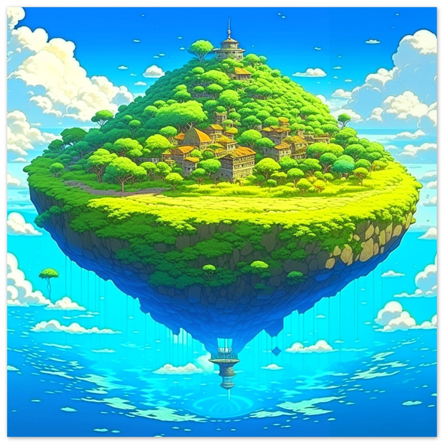 Anime Theme, Printed Wall Art, Floating Island, Foam Backing, Perfect Gift