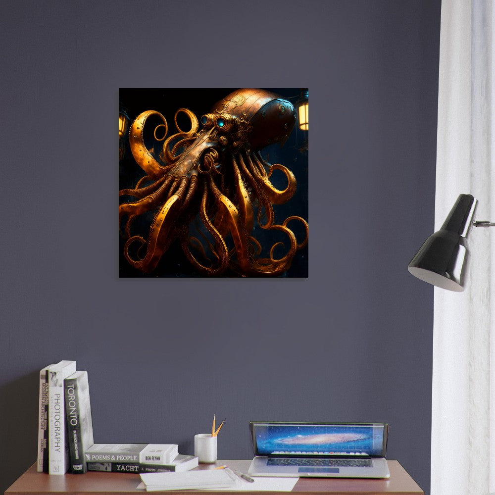 Steampunk Theme, Printed Wall Art, Squid, Foam Backing, Perfect Gift