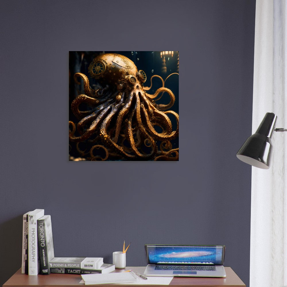 Steampunk Theme, Printed Wall Art, Octopus, Foam Backing, Perfect Gift