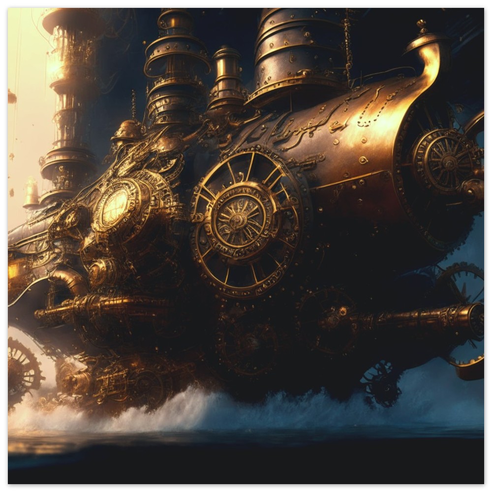 Steampunk Theme, Printed Wall Art, Vimana Trading Vessel, Foam Backing, Perfect Gift.