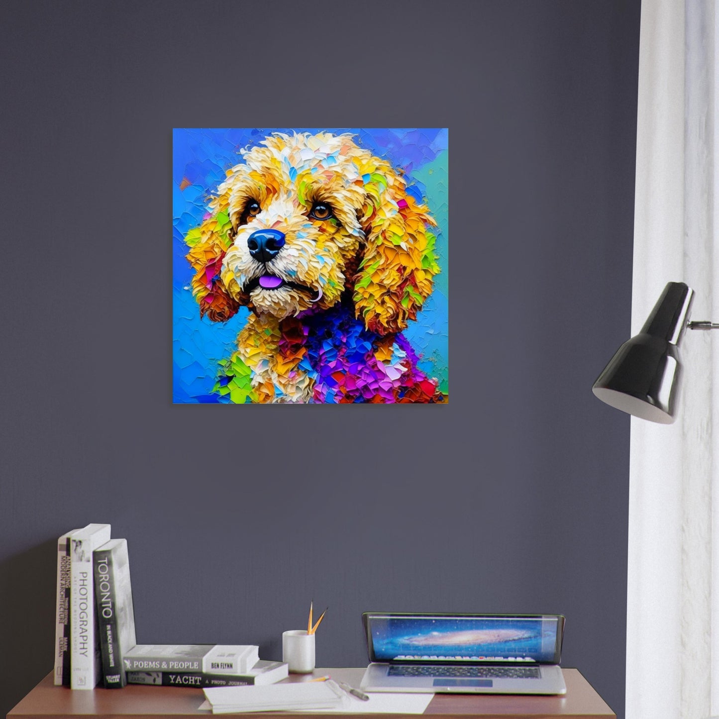 Pet Theme, Printed Wall Art, Colourful Cockapoo, Foam Backing, Perfect Gift.