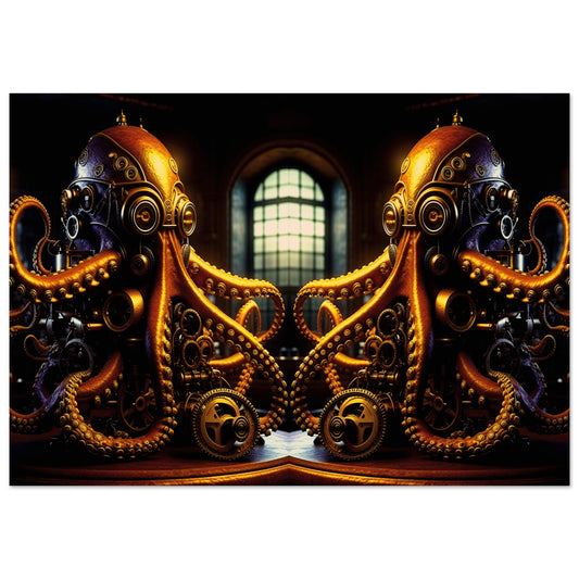 Aluminum Print - Limited Edition - Steampunk Octopus - 1000mm x 700mm - Only 100 will be made.