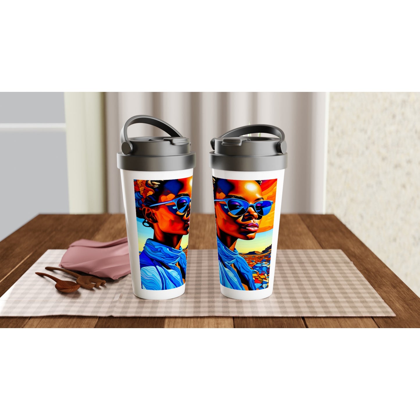 Designer White 15oz Stainless Steel Travel Mug