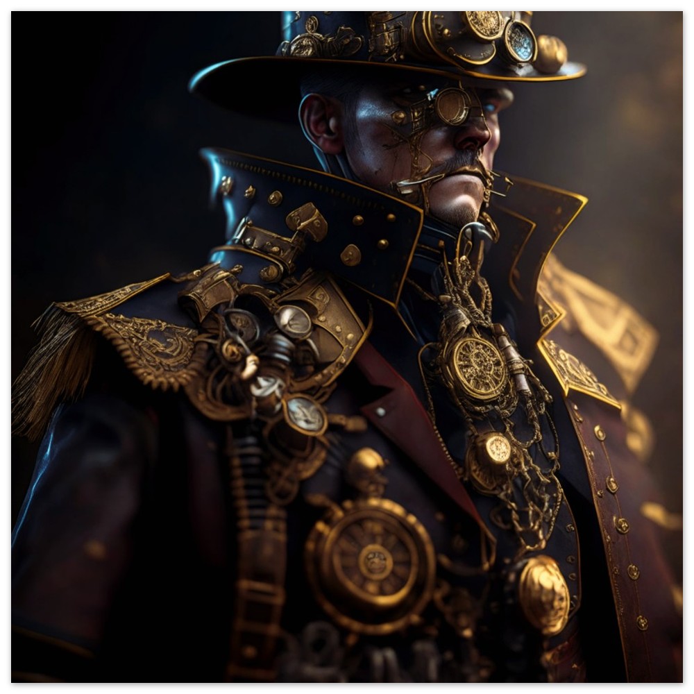 Steampunk Poster - Premium Semi-Glossy Paper Poster, The Officer, Perfect Gift