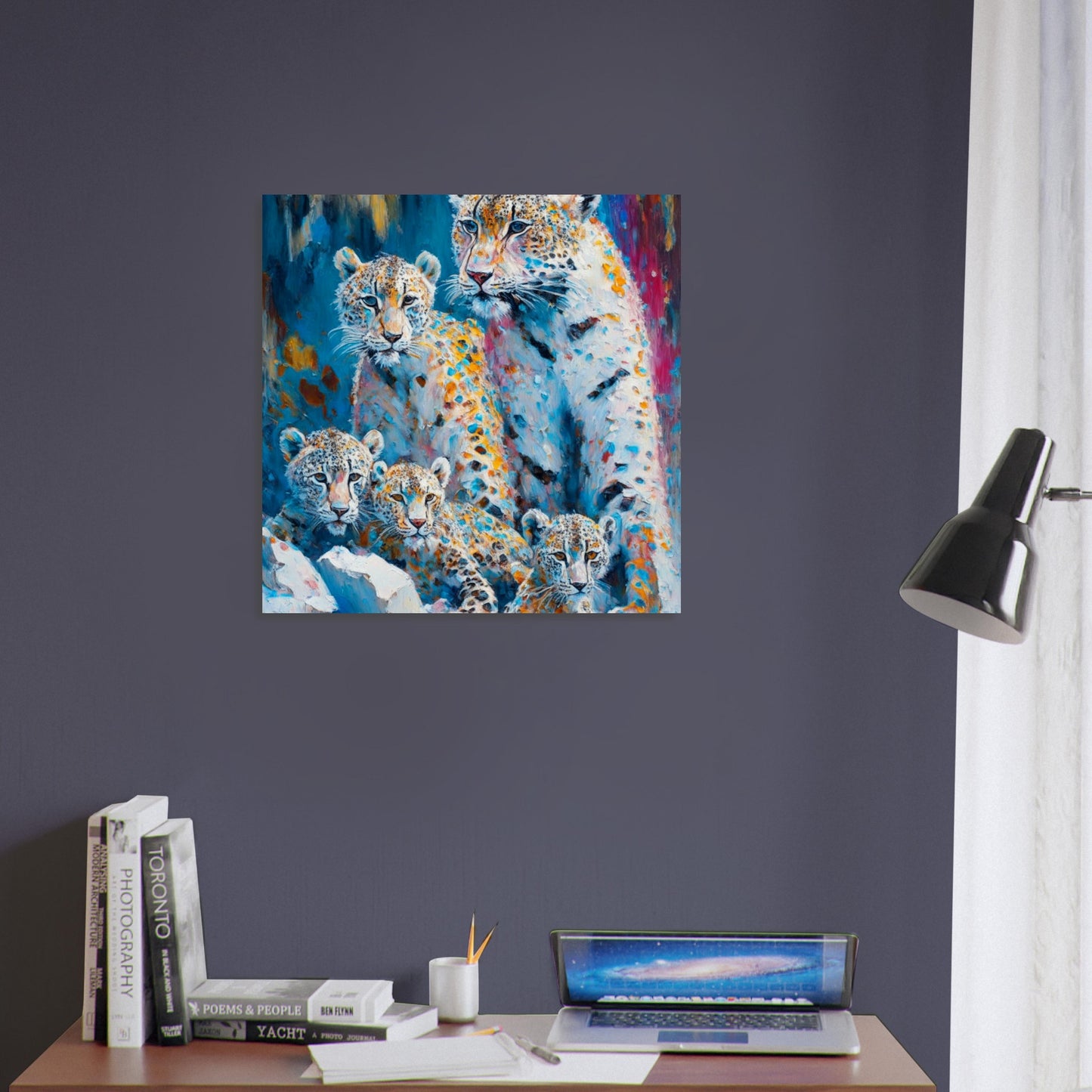 Nature Theme, Printed Wall Art, Snow Leopards, Foam Backing, Perfect Gift.