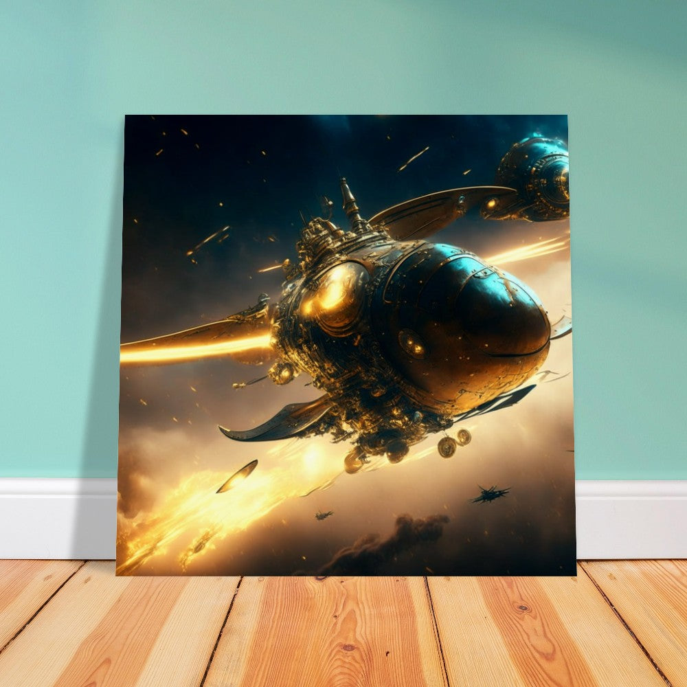 Steampunk Theme, Printed Wall Art, Vimana UAV, Foam Backing, Perfect Gift.