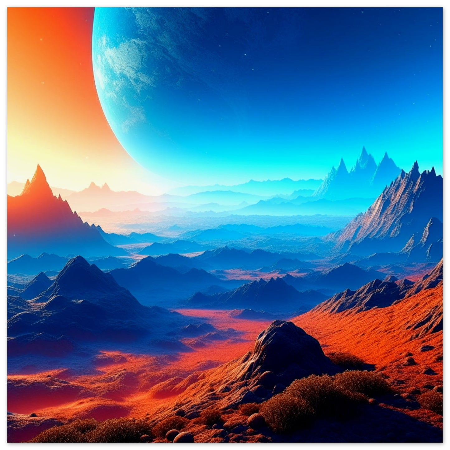 Space Theme - Printed Wall Art - Exoplanet Landscape - Foam Backing - Perfect Gift