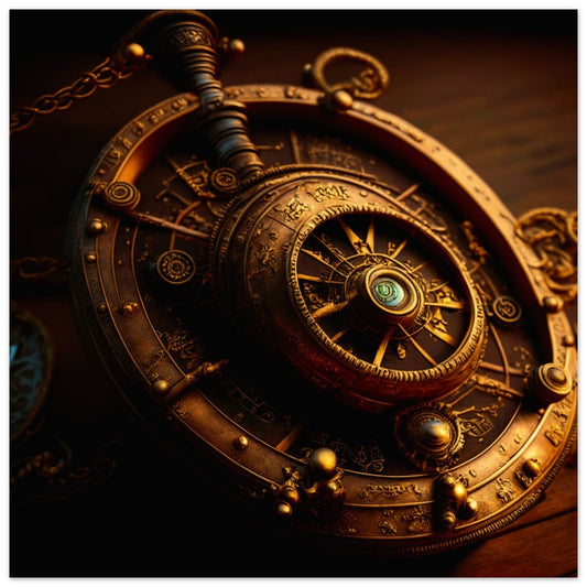 Steampunk Poster - Premium Semi-Glossy Paper Poster, Compass, Perfect Gift