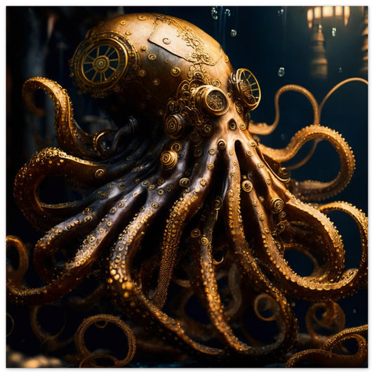 Steampunk Poster - Premium Semi-Glossy Paper Poster, Octopus, Perfect Gift