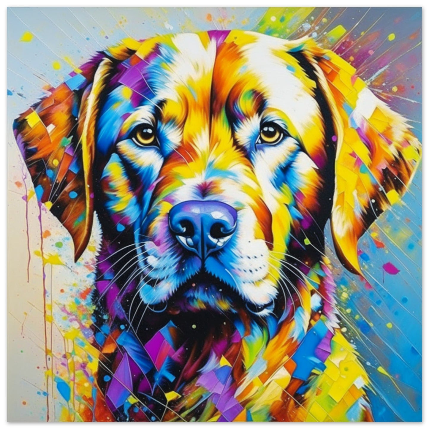 Pet Theme, Printed Wall Art, Colourful Labrador, Foam Backing, Perfect Gift.