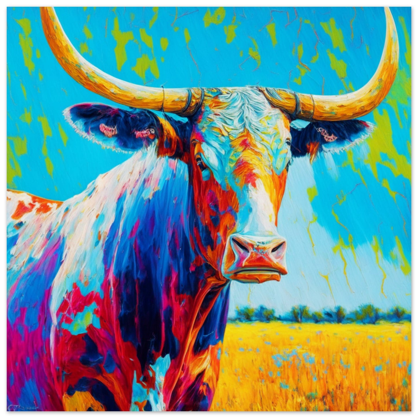 Nature Theme, Printed Wall Art, Texas Longhorn, Foam Backing, Perfect Gift.